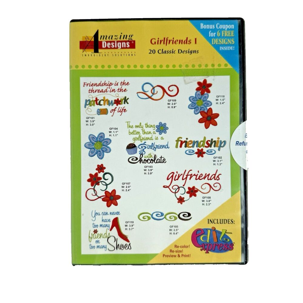 Amazing Designs Girlfriends I Embroidery CD  ADC-63TK Sewing Machine Embroidery
